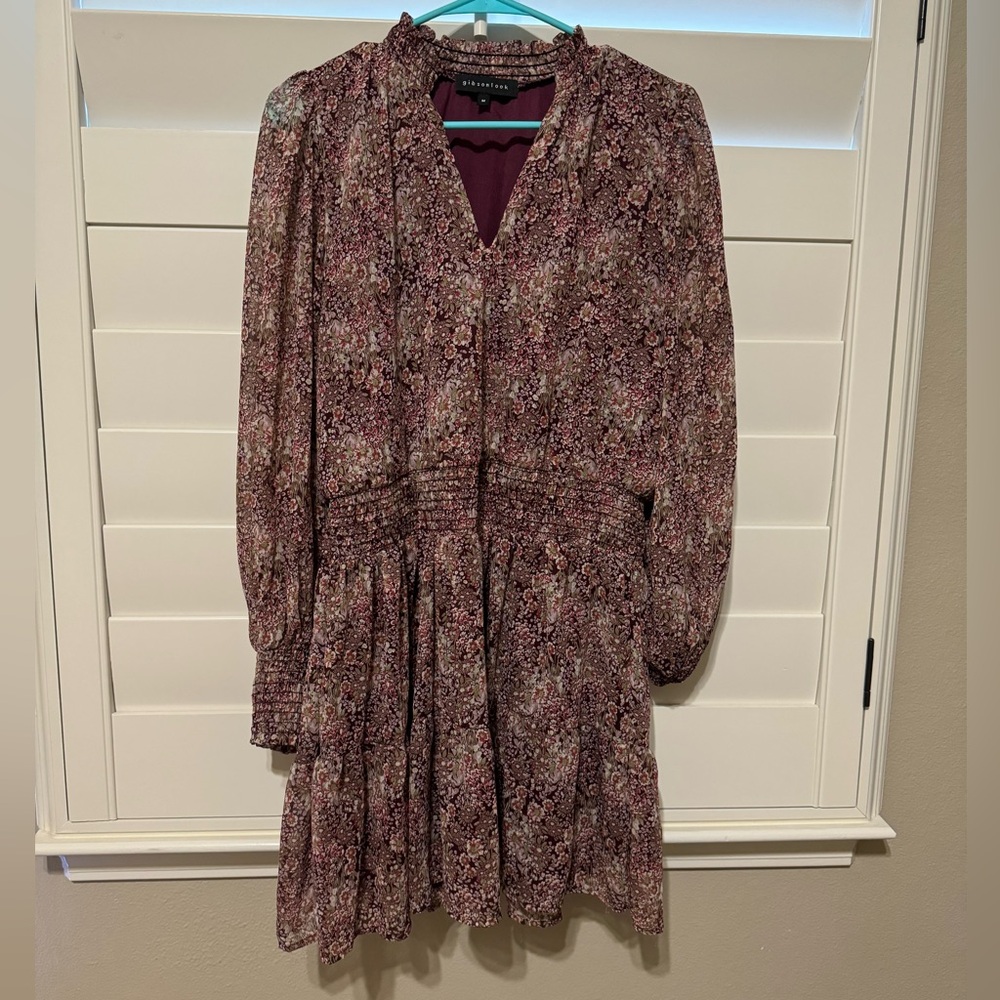 Gibsonlook Long Sleeve Chiffon Decked Out Day Dress, Size Medium